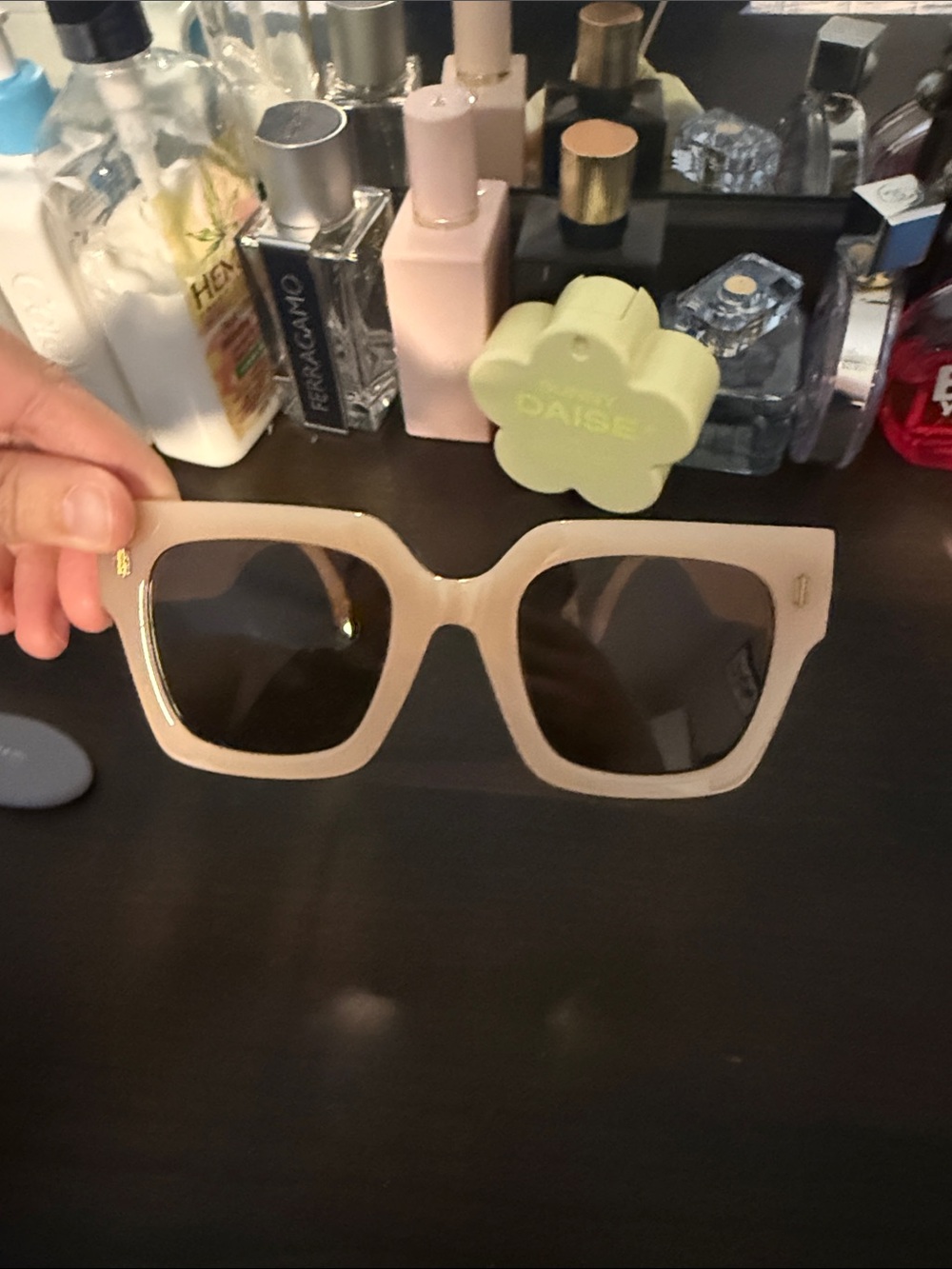 Beige Square Frame Women's Sunglasses - Unbranded
